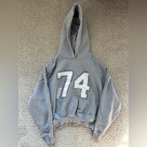 Zara Cropped Gray Hoodie with Paris 74 Print Size XXS-XS